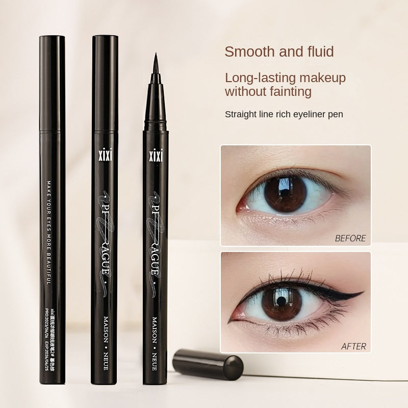 Makeup Xixi Straight Line Rich Liquid Eyeliner Pen Not Easy To Smudge Sponge Head Cool Black Eyeliner