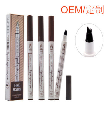 Three Or Four Eyebrow Pencil Liquid Eyebrow Pencil Extremely Fine Thrush Artifact Four-head Eyebrow Pencil Waterproof Durable Four-pronged Eyebrow Pencil