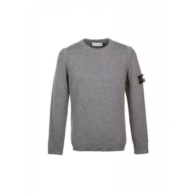 Wool Sweater With Compass Armband, Round Neck Pullover Knit Sweater For Men And Women