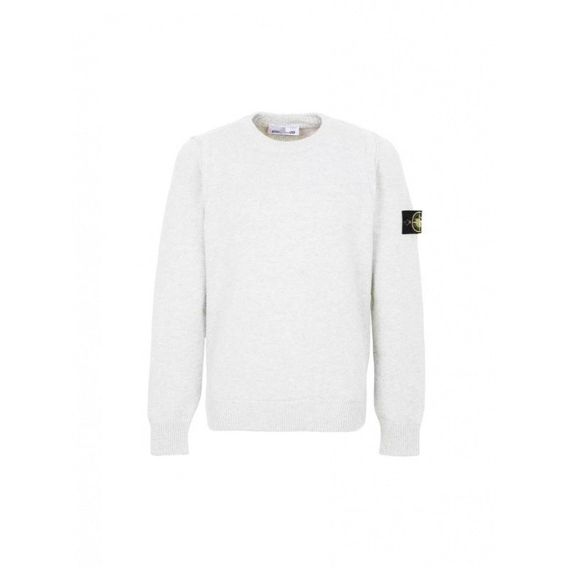 Wool Sweater With Compass Armband, Round Neck Pullover Knit Sweater For Men And Women