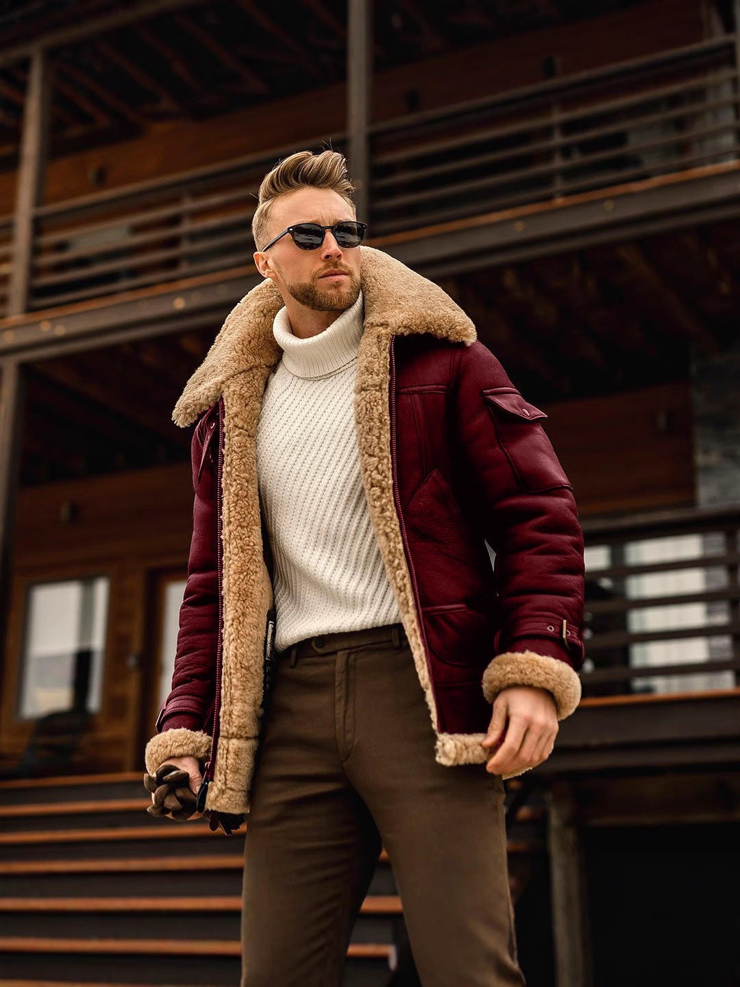 Cross-Border Spot Men's Coat Winter Large Size Warm Composite Leather Jacket Thickened Fur Integrated Foreign Trade Coat For Men